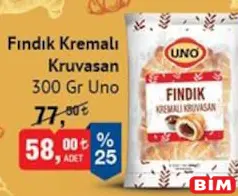 UNO FINDIK KREMALI KRUVASAN 300 G fiyat ve kampanya bilgisi